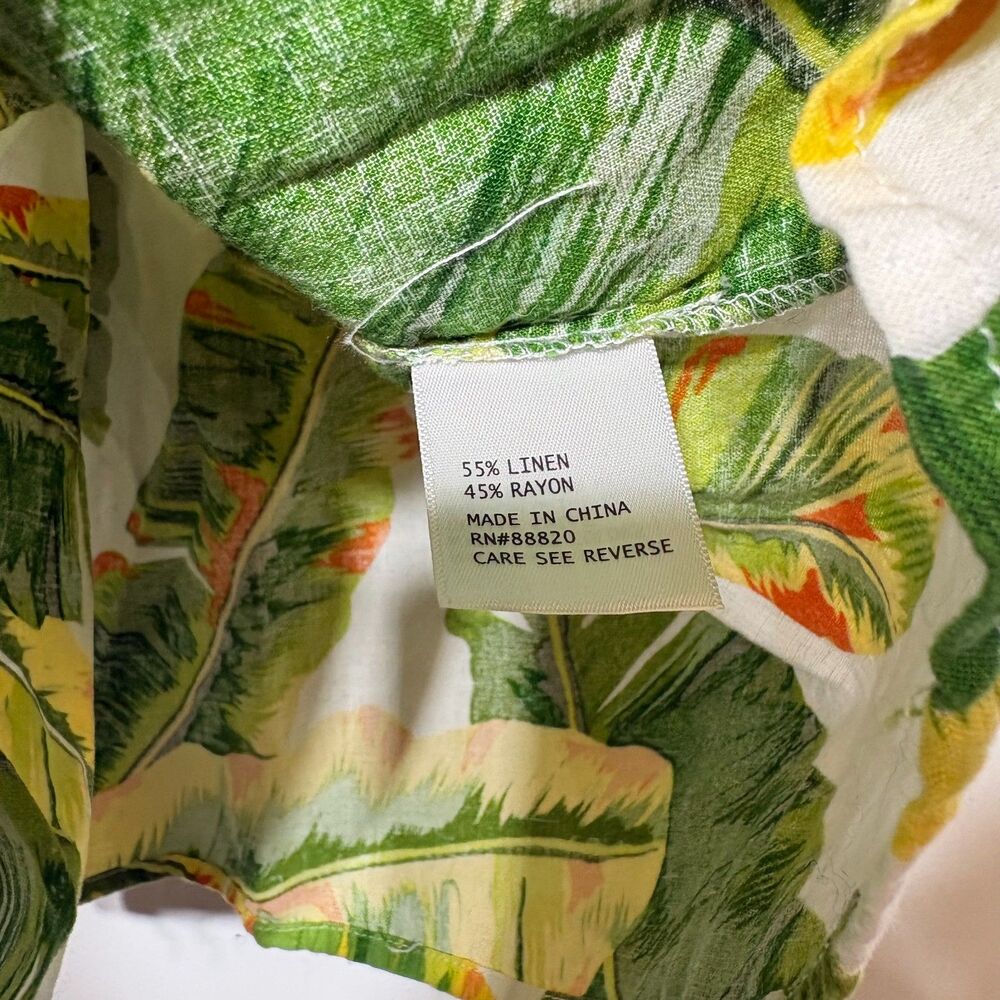 Cynthia Rowley Womens S Tropical Banana Leaf Linen Blend Halter Top Resort - Picture 8 of 11